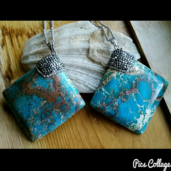 Stainless Steel Sea Sediment Jasper Necklace - Picture 6 of 8